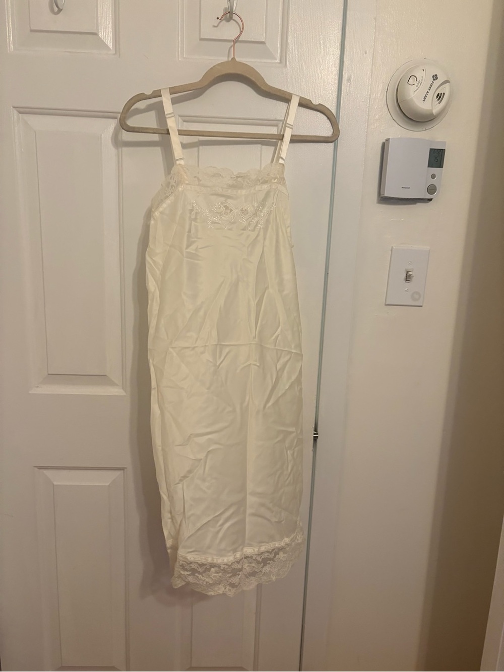 Classic Lace-Trim Slip Chemise in Cream
